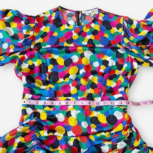 Rhode Pia Printed Georgette Minidress Puff Sleeve Ruched Size S - Picture 13 of 16